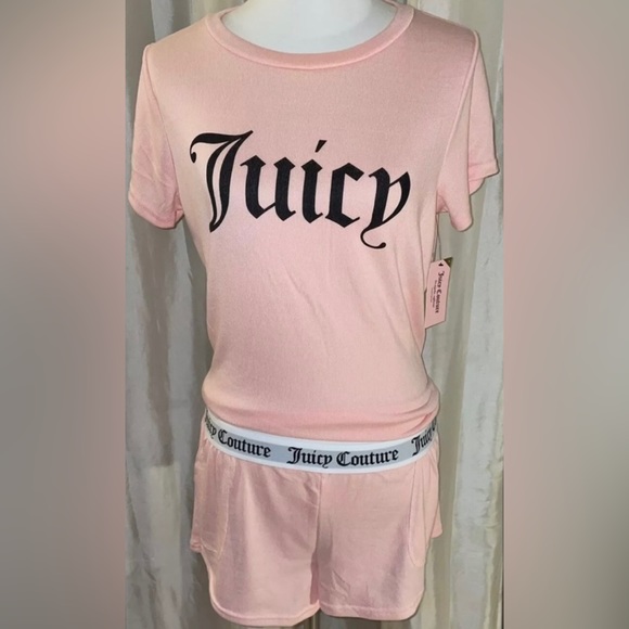 New! Juicy Couture Dreamy Pink/Black Logo PJ/Lounge Short Set Size L👑Final Price - Picture 11 of 15